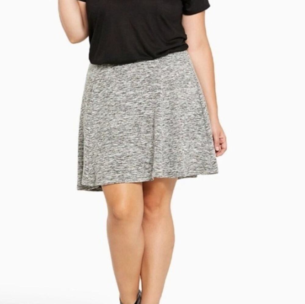 Torrid Gray Marled Knit Above The Knee Pull On A-Line Skater Skirt Plus Size 3X